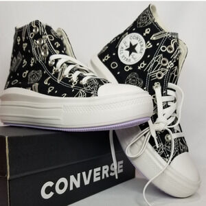 Converse Women's CTAS Move Hi Tops Crystals Size 8.5 Black A03725C NWT